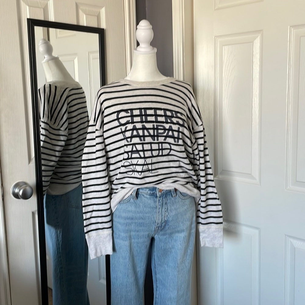 J.Crew striped logo Sweatshirt